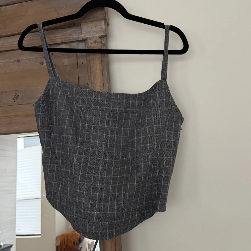 Maje checked corset twill top NEW - Picture 3 of 4